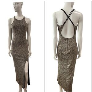 Vintage Y2K Metallic Lace Minimalist Sexy Dress
